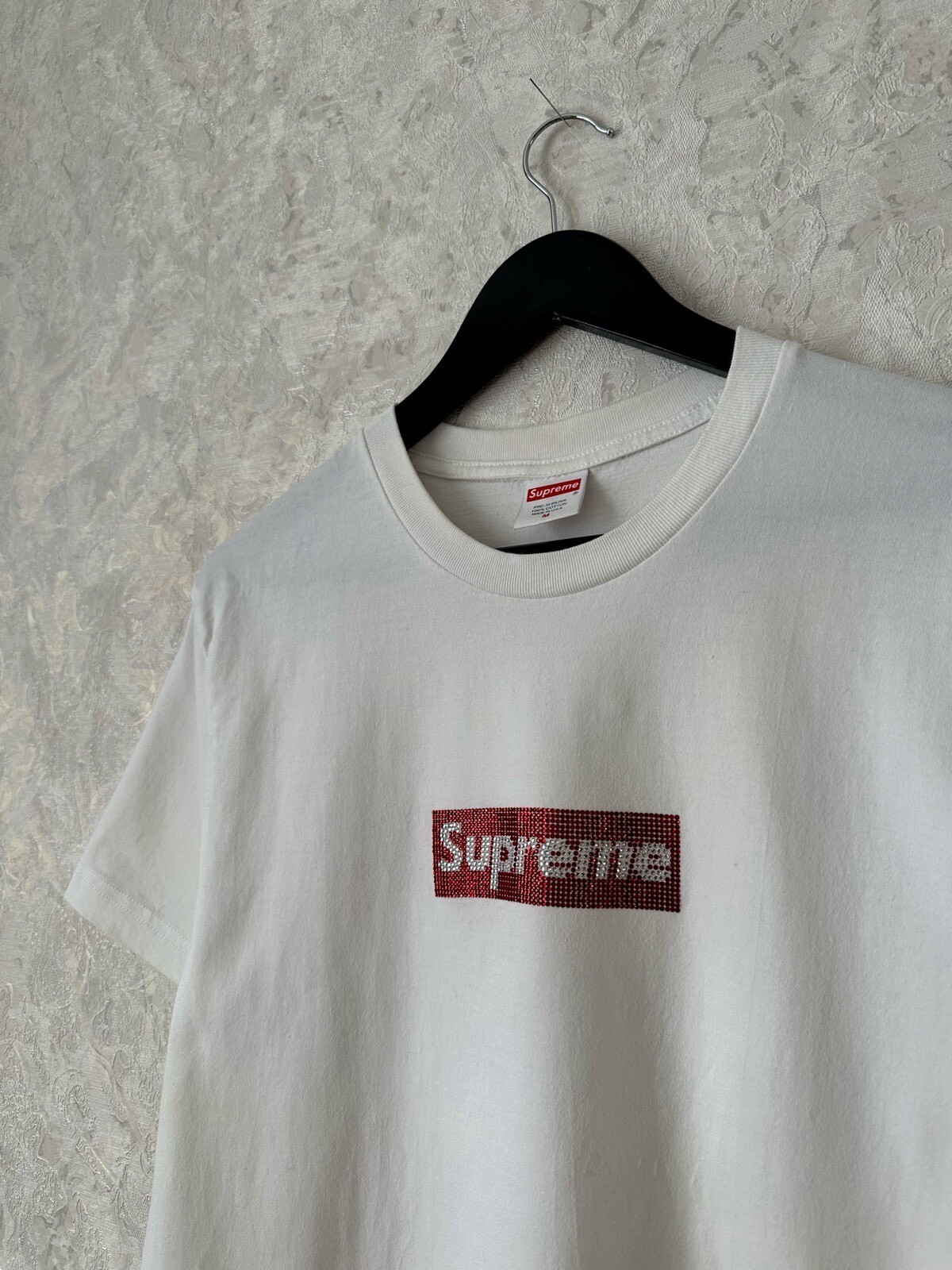 SS19 Supreme x Swarovski Box Logo Crystal Tee 25th Anniversary 