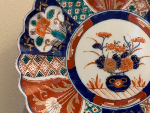 Wunderschöner antiker japanischer Imari gewellter Teller 9 7/8 Zoll - Bild 6 von 10