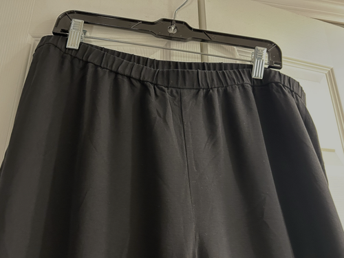 Eileen Fisher Black Silk Georgette Crepe Wide leg Pants~Need hemmed~Large - Picture 2 of 5