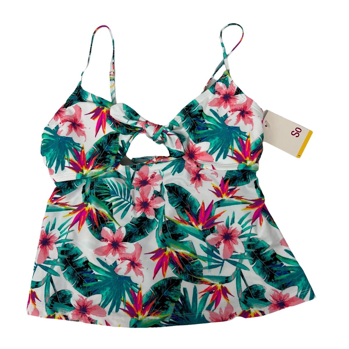 SO by Kohl's Women's Tankini Swim Top Size Small Multi Colors Ties