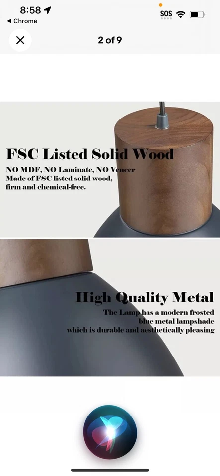 实木金属吊坠灯厨房岛悬挂 11.6 英寸绿色 Mancave  — 第 4/4 张图片