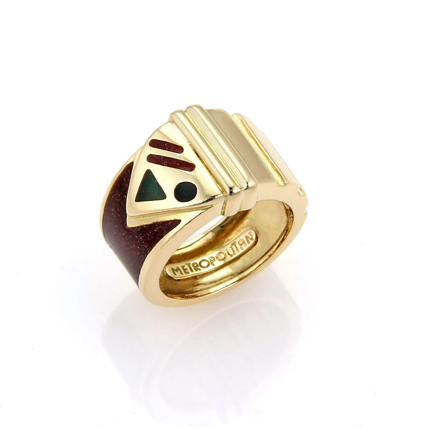 Bague Gucci Metropolitan émail or jaune 18 carats édition limitée   Taille 5,5