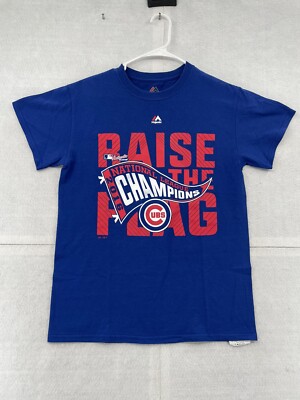 Chicago Cubs Shirt Adult Small Blue Short Sleeve Majestic MLB NL Champions Men