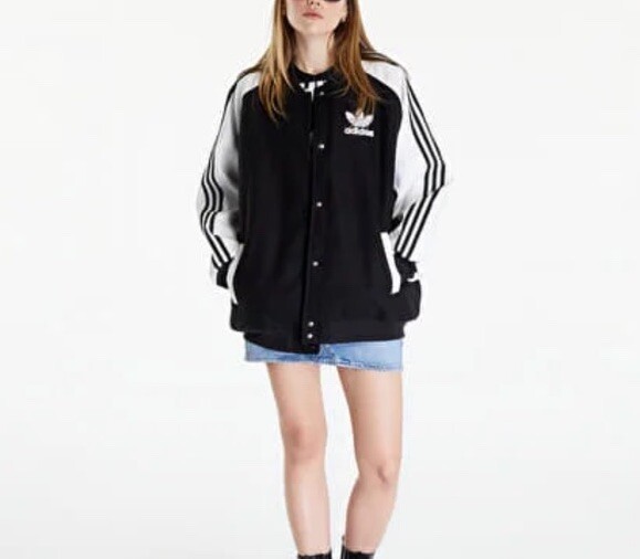 Adidas SST Oversized Varsity Jacket Black White BNWT Size