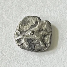 Ancient Greek Silver Coin Mysia Kyzikos 400 BC. AR Obol Tunny with Fish in Mouth