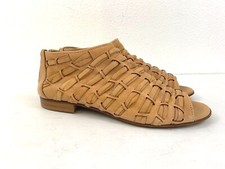 NEW RON WHITE APRIL RIBBON WEAVE BACK ZIP PEEP TOE SANDALS SIZE 36/US 5-5.5 395