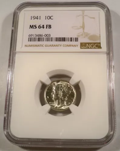 1941 NGC MS 64 FB MERCURY DIME 10c MS64FB WINGED LIBERTY