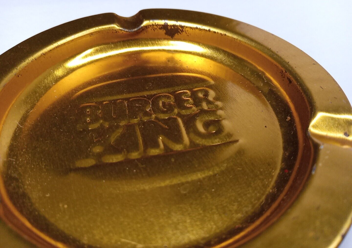Vintage Burger King Ashtray Gold Metal Fast Food Whopper
