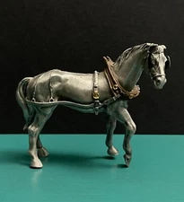 Hudson Pewter Christmas Village Santa Sleigh Horse Animal Diorama Mini Figurine