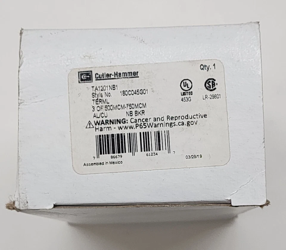 Eaton TA1201NB1 1200A (3 Hole) 500-750MCM Lug New In Box USA Stock - Image 2 of 4