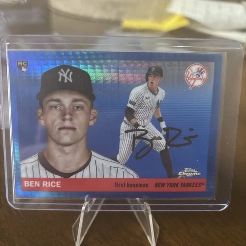 2025 Topps Chrome Platinum Ben Rice Blue Prism Refractor (RC) #311 Yankees