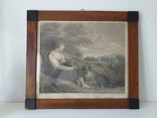 Biedermeier Bilderrahmen originales Glas mit Kupferstich 19.Jhd , 131025K-1