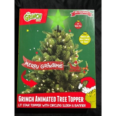 Mr. Christmas Grinch & Max Sleigh Animated Tree Topper NEW