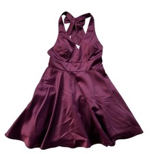 City Studio Purple Satin Fit and Flare Bow Back Party Dress Size 9 Punk Skater