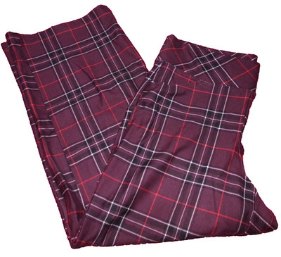 NWOT STUDIO BY TORRID WOMENS SIZE 1R 1X MAROON PLAID PIXIE WIDE LEG KNIT PANTS
