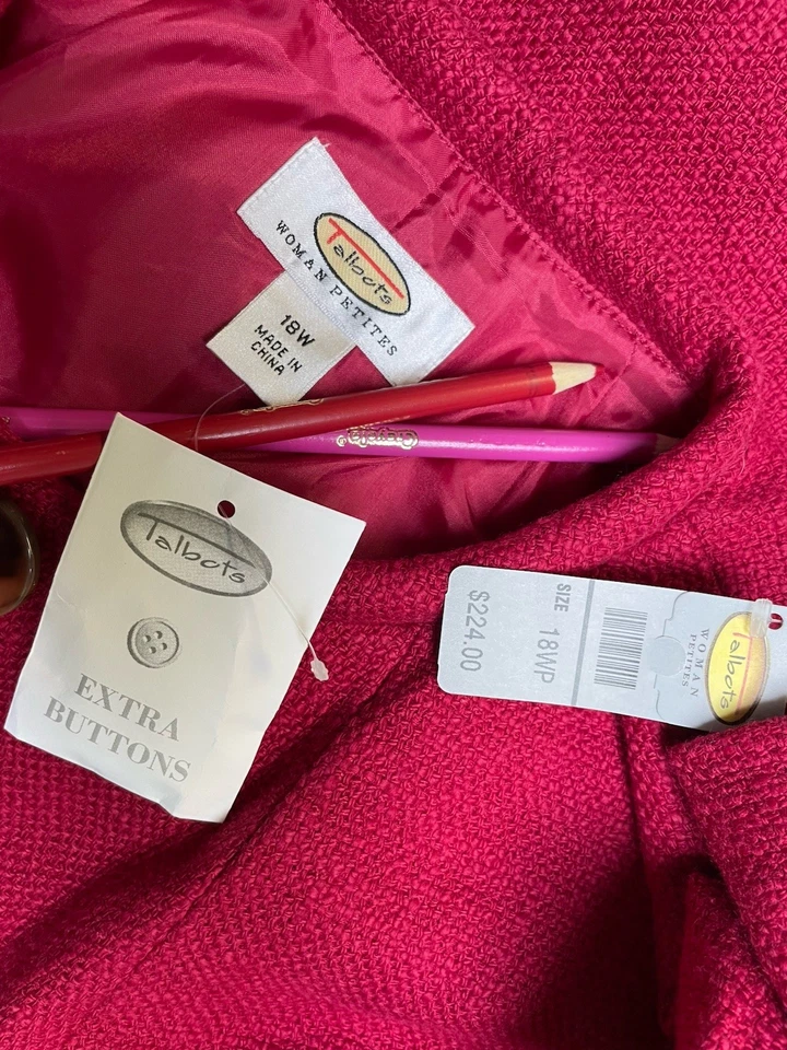 NUEVO Blazer Talbots Talla 18WP Traje Frambuesa Chaqueta Bolsillo Mezcla Algodón Separado Foto 2 de 4