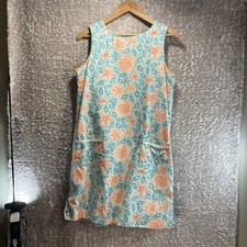Lilly Pulitzer White Label Blue Seashell Print Shift Dress Pockets 10 Preppy Vtg