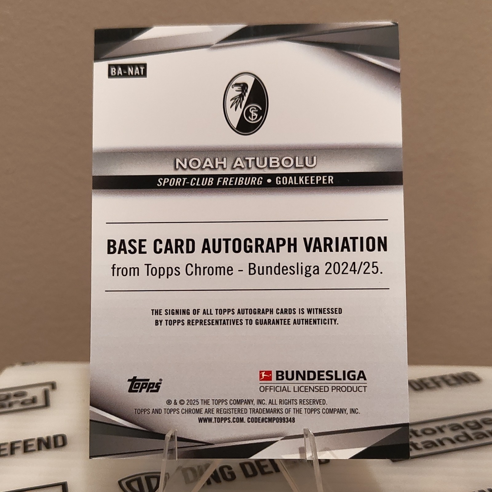 Topps Chrome Bundesliga Sapphire 2024-25 Autographs Noah Atubolu Auto BA-NAT view 2