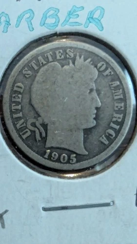 1905 Barber Dime 10c Coin Good Condition Philadelphia Mint 90% silver