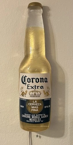 Vintage CORONA EXTRA BEER Plastic Bottle Wall Sign LIGHT-UP Cerveza 1980’s Rare!