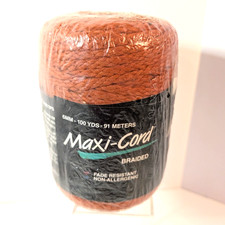 Maxi-Cord Macrame Skein Orange Rust Yarn Braided 100 Yds, Polypropylene USA Made