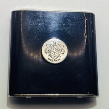 Vintage Duberry London Black Powder Compact with Mirror and Original Powder Puff