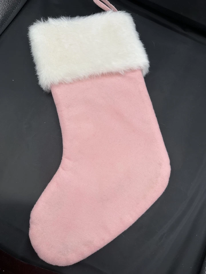 Medias de Navidad de fieltro y piel sintética con ribete de lentejuelas Playboy rosa Foto 3 de 3