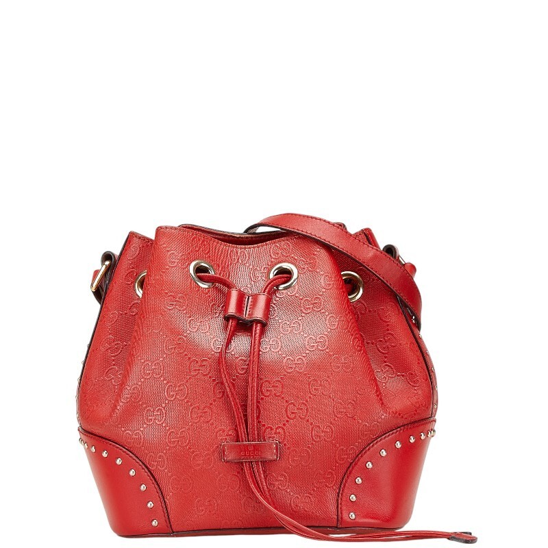 GUCCI Diamante Leather Shoulder Bag in Red 354229 976305