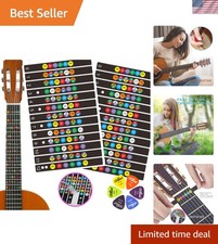 Easy 2 PC Guitar Fretboard Stickers 6 Color Picks - Perfect for Beginners