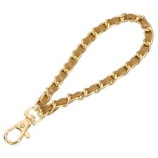 Leather Wristlet Strap 7" Hand Wrist Lanyard Bag Key Chain Gold Coffee New
