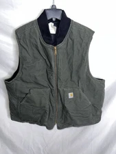 Carhartt V32 DGR Vest Dark Green Men's 2XL Jacket Quilted Duck Canvas