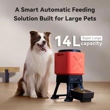 Smart Automatic Dog Feeder 14L   WiFi App Control  Dual Power For Large Dogs
