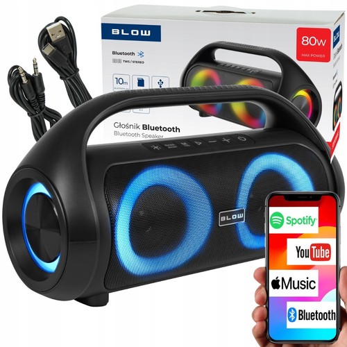 POTĘŻNY GŁOŚNIK BLUETOOTH BĄBELKI SOUNDWAVE 80W IPX5 TWS LED USB KAR - Zdjęcie 1 z 12
