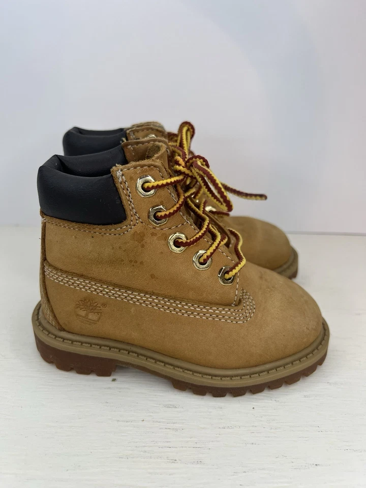 Timberland Premium Botas de Trabajo Niño Pequeño 6 Cuero Tostado Trigo Nubuck 12809 3745 Foto 4 de 4