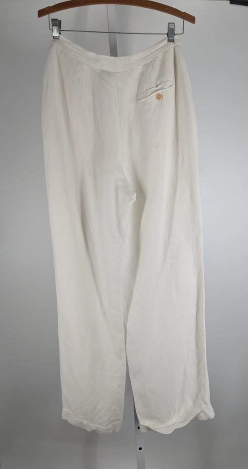 Ralph Lauren Colección Clásicos EE. UU. Pantalones de Lino Crema Plisado Pierna Ancha De Colección 12 Foto 3 de 4