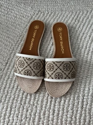 New Tory Burch Flat Espadrilles Beige Brown Gr. 38 US 7