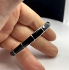 BEAUTIFUL STERLING SILVER DOMED STYLE ONYX BANGLE BRACELET-21.GRAMS — photo 1