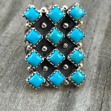 Size 6 Blue Kingman Turquoise Ring Sterling Silver handmade Verley Betone 541