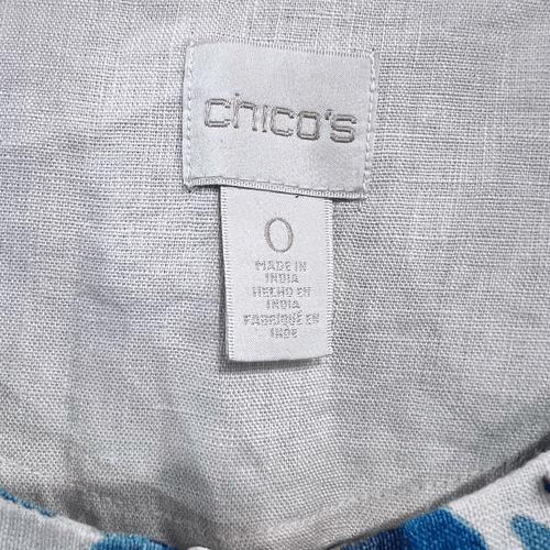 Chico's Artisan Printed Linen Jacket Open Front Size 0 Small Boho - Picture 9 of 12