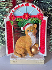Orange Christmas Cat In Window Ornament by Kurt Adler, BRAND NEW