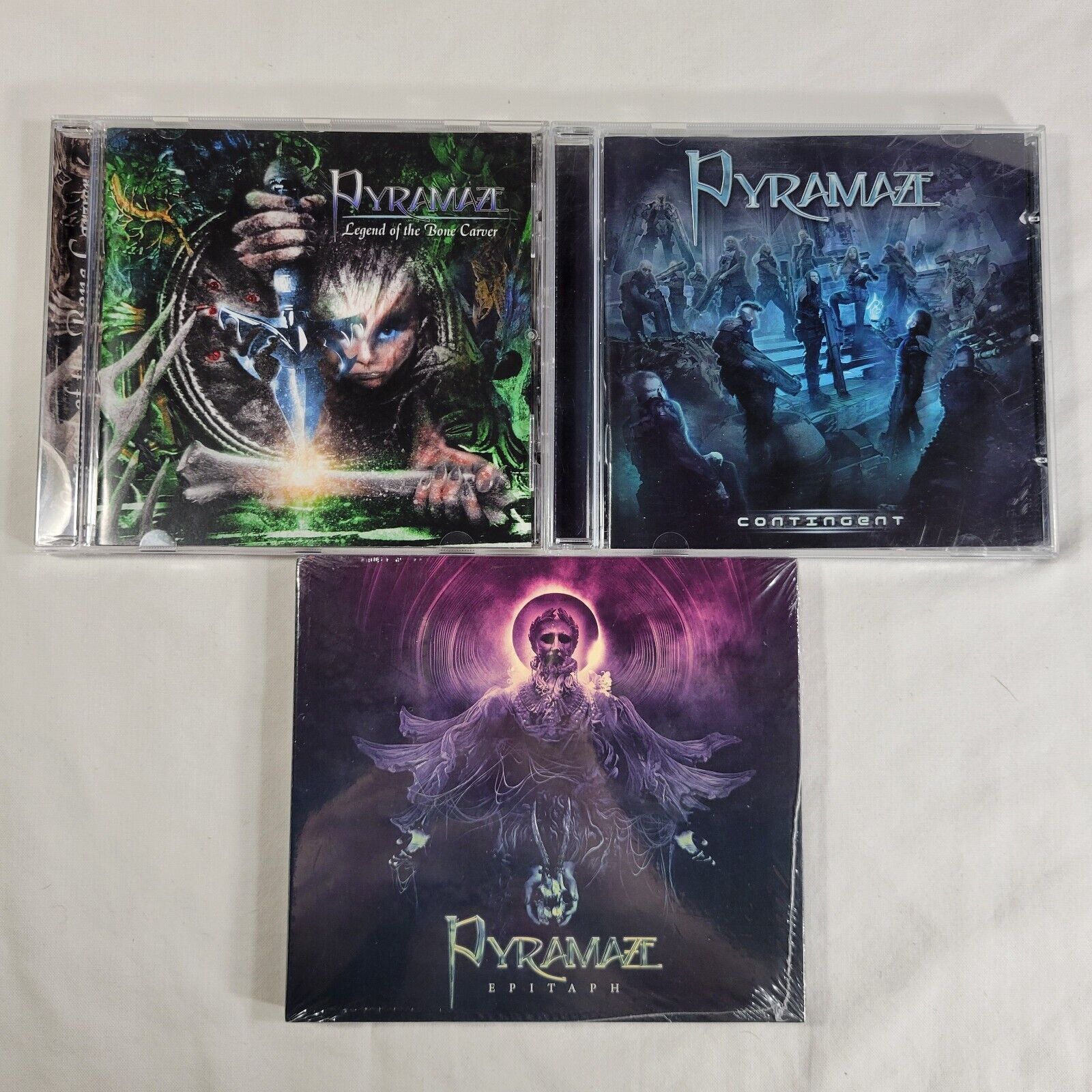Pyramaze 3 CD Lot Epitaph Legend Of The Bone Carver Contingent Danish Metal USED
