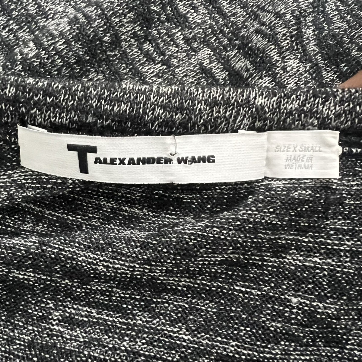 トップス T by ALEXANDER WANG Heather Gray Knit T By Alexander Wang XS Heather Black Gray Knit Asymmetric