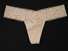 NEW Victoria's Secret VTG PINK 2010s Lace Cotton Thong Panty SMALL
