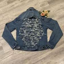 Chaqueta Denim Signature by Levi Stratus Heavy Distressed Rib Cage Talla Pequeña NUEVA