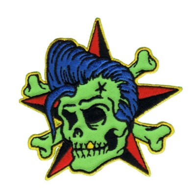Reed Rockin Billy Patch Star Cross Bones Artist Embroidered Iron On Applique