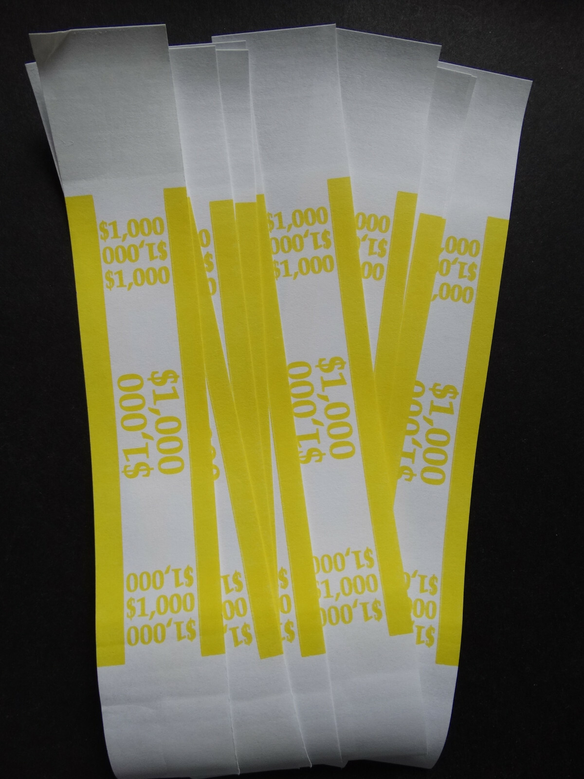 10 - Yellow $1,000 Cash Money Self-Sealing Straps Currency Bands