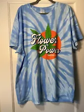 NEW Flower Power Cannabis Co Blue Tie Dye Shirt Size XL Unisex Tee Shirt NWOT