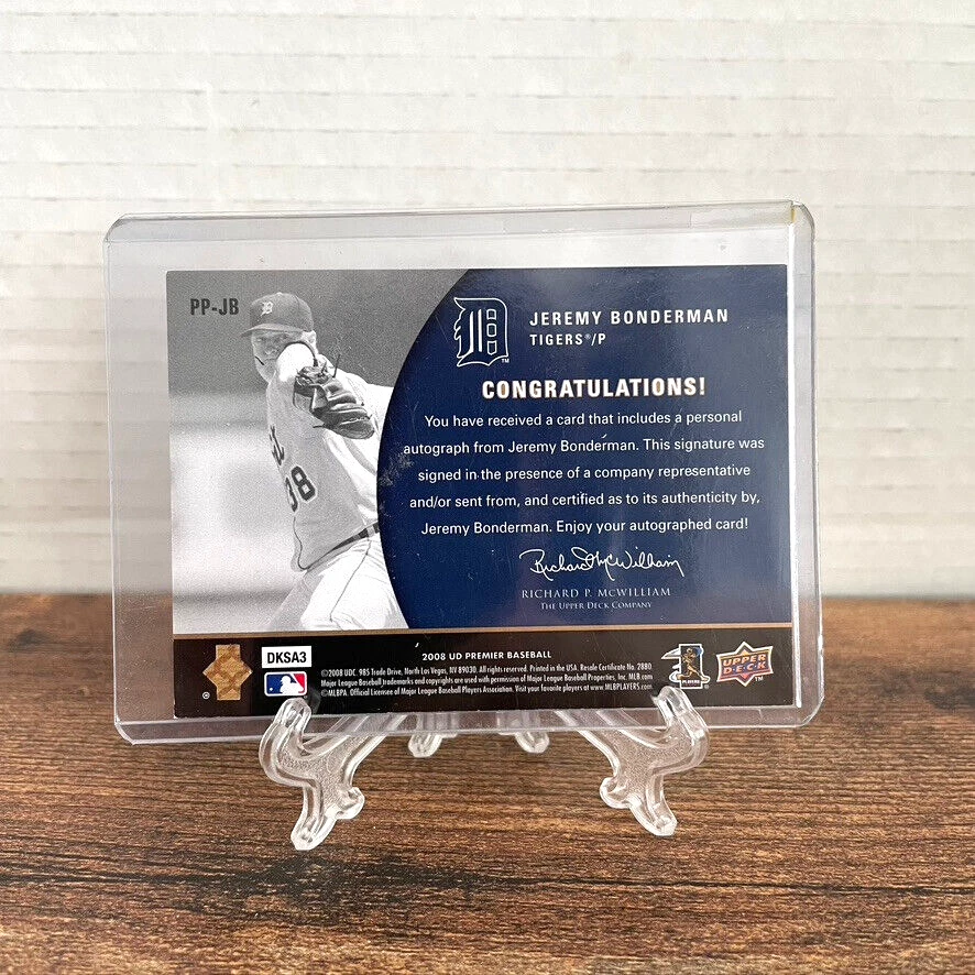 UD Premier Penmanship 2008 Jeremy Bonderman/50 automático Detroit Tigers difícil de encontrar #PP-JB Foto 2 de 4