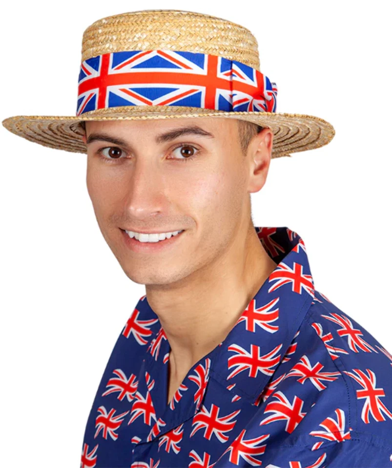 Union Jack Hut Strohhut Klassisch Olympiade Toller Britian Kostüm Erwachsene - Bild 1 von 1