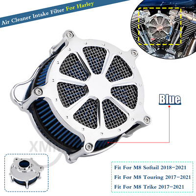 Air Cleaner Blue Intake Filter System For Harley Road King Electra Glide Trike